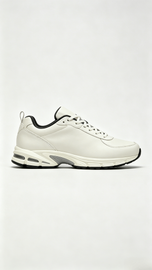 All White Leather-Like Sporty Sneakers