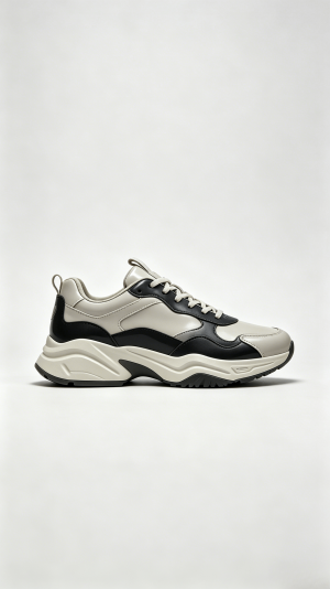 Black Beige Two-Tone Chunky Sneakers