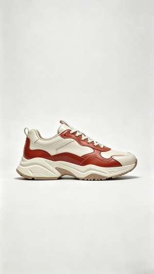 Red Beige Two-Tone Chunky Sneakers