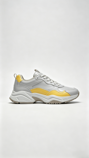 Grey Yellow Two-Tone Chunky Sneakers