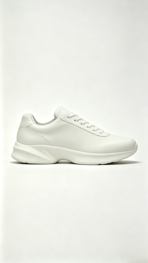 All White Minimalist Lace-Up Sneakers