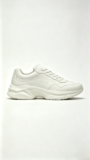 All White Chunky Leather Sneakers
