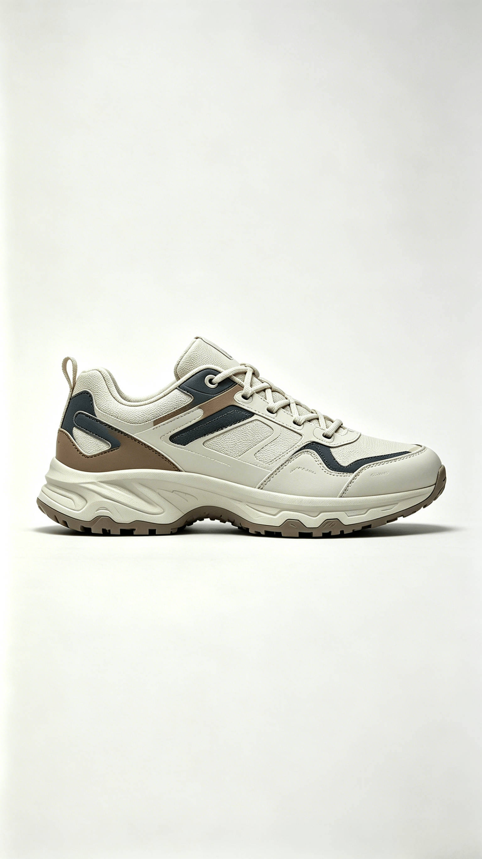Beige Navy Brown Hiking Sneakers