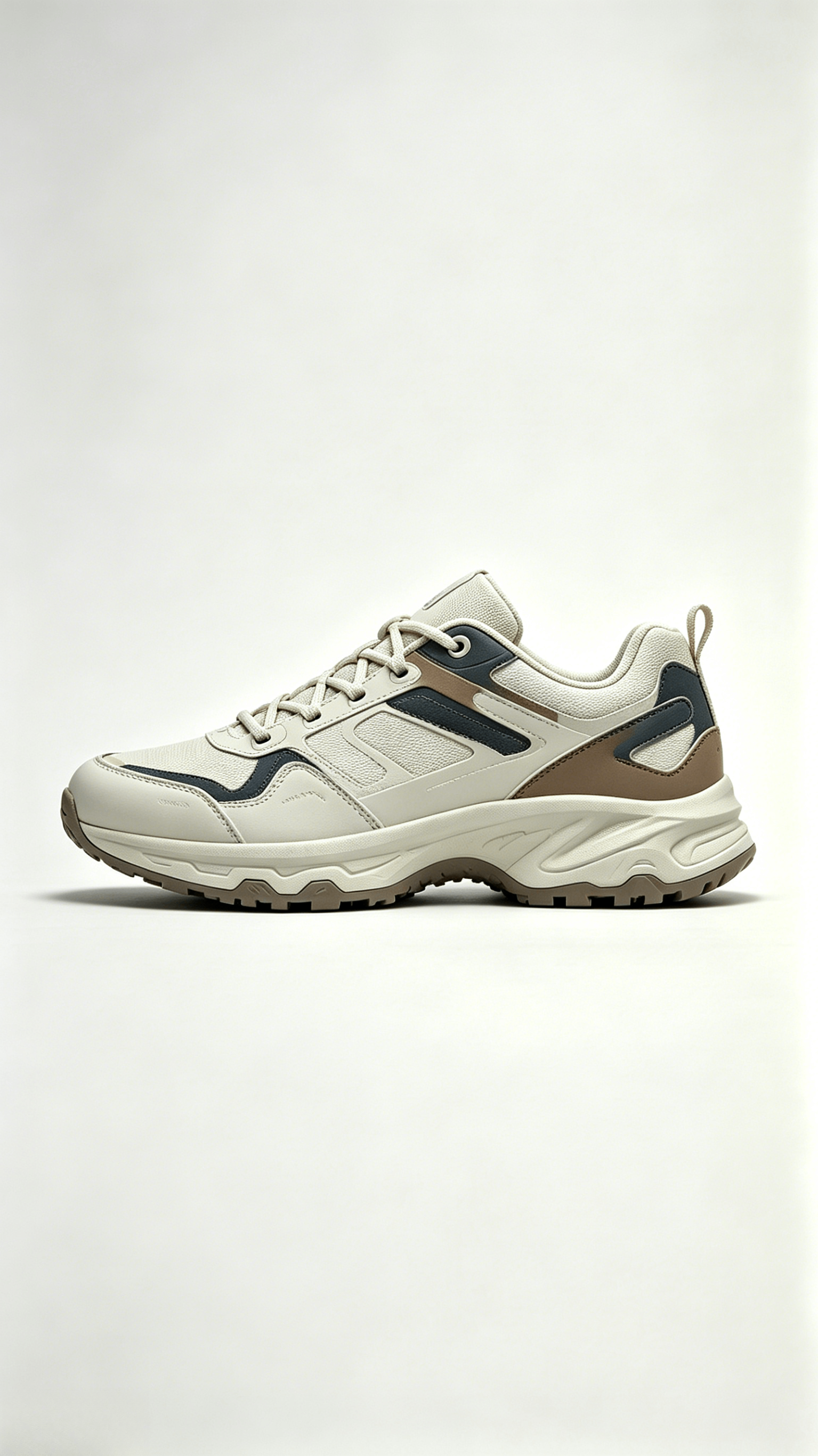 Beige Navy Brown Hiking Sneakers - Image 2