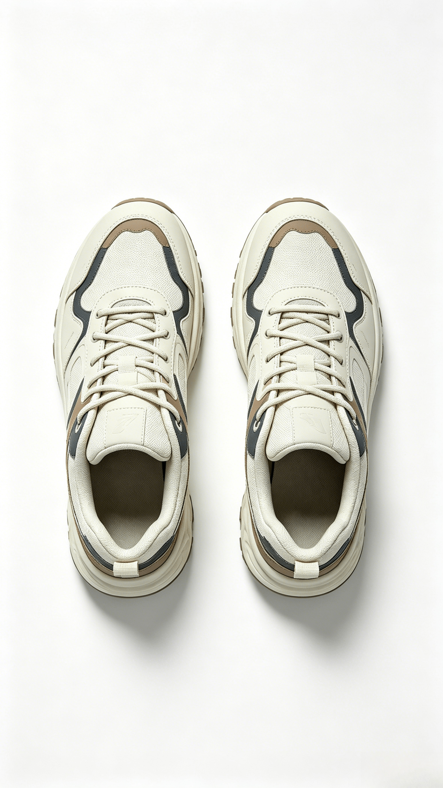 Beige Navy Brown Hiking Sneakers - Image 3