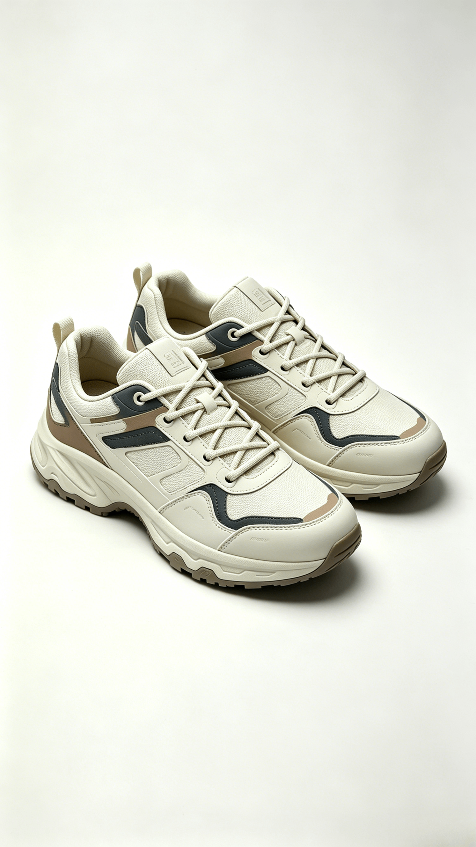 Beige Navy Brown Hiking Sneakers - Image 4