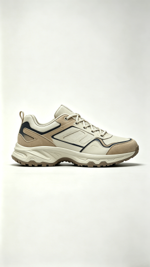 Beige Navy Tan Hiking Sneakers