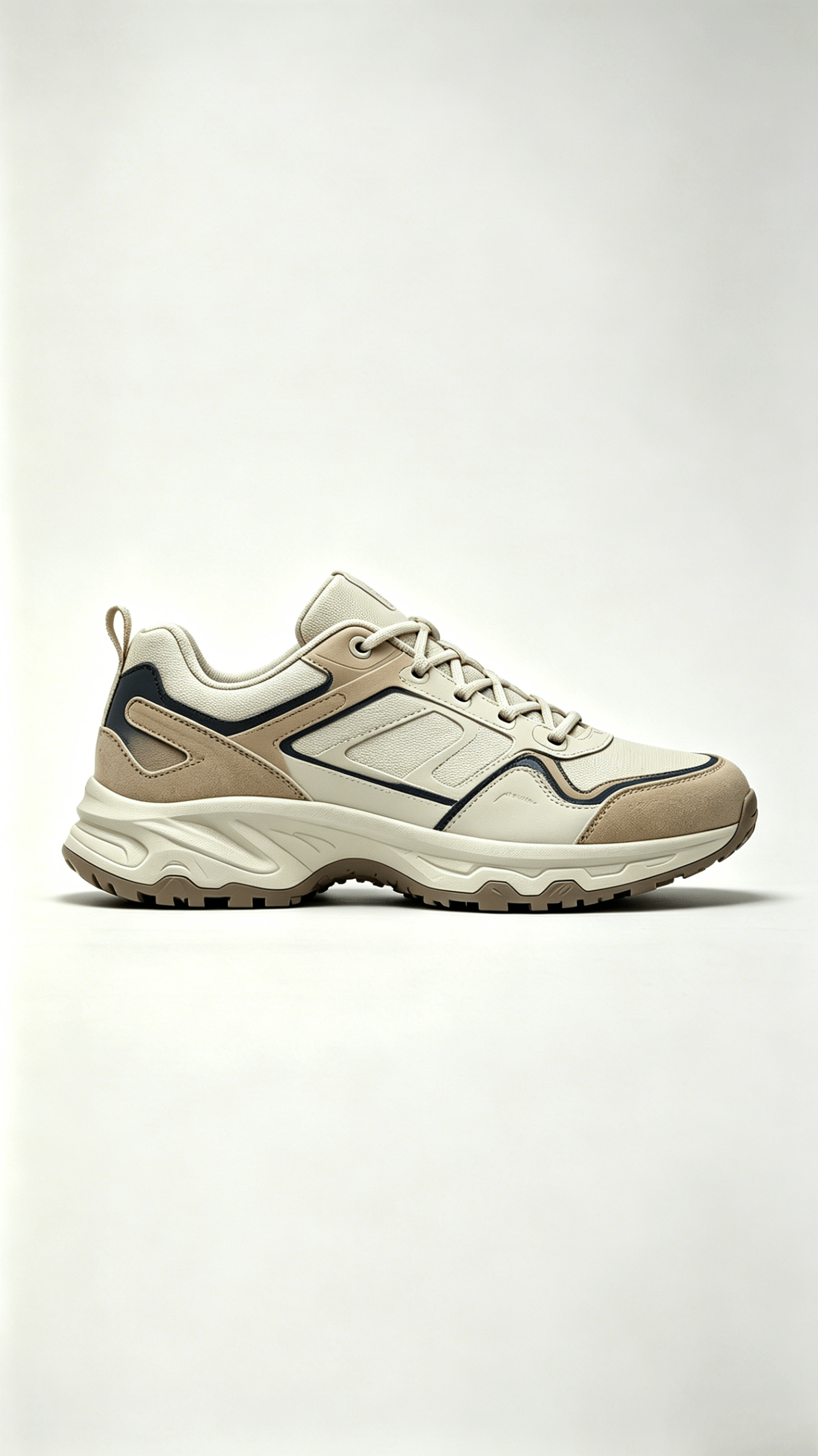 Beige Navy Tan Hiking Sneakers
