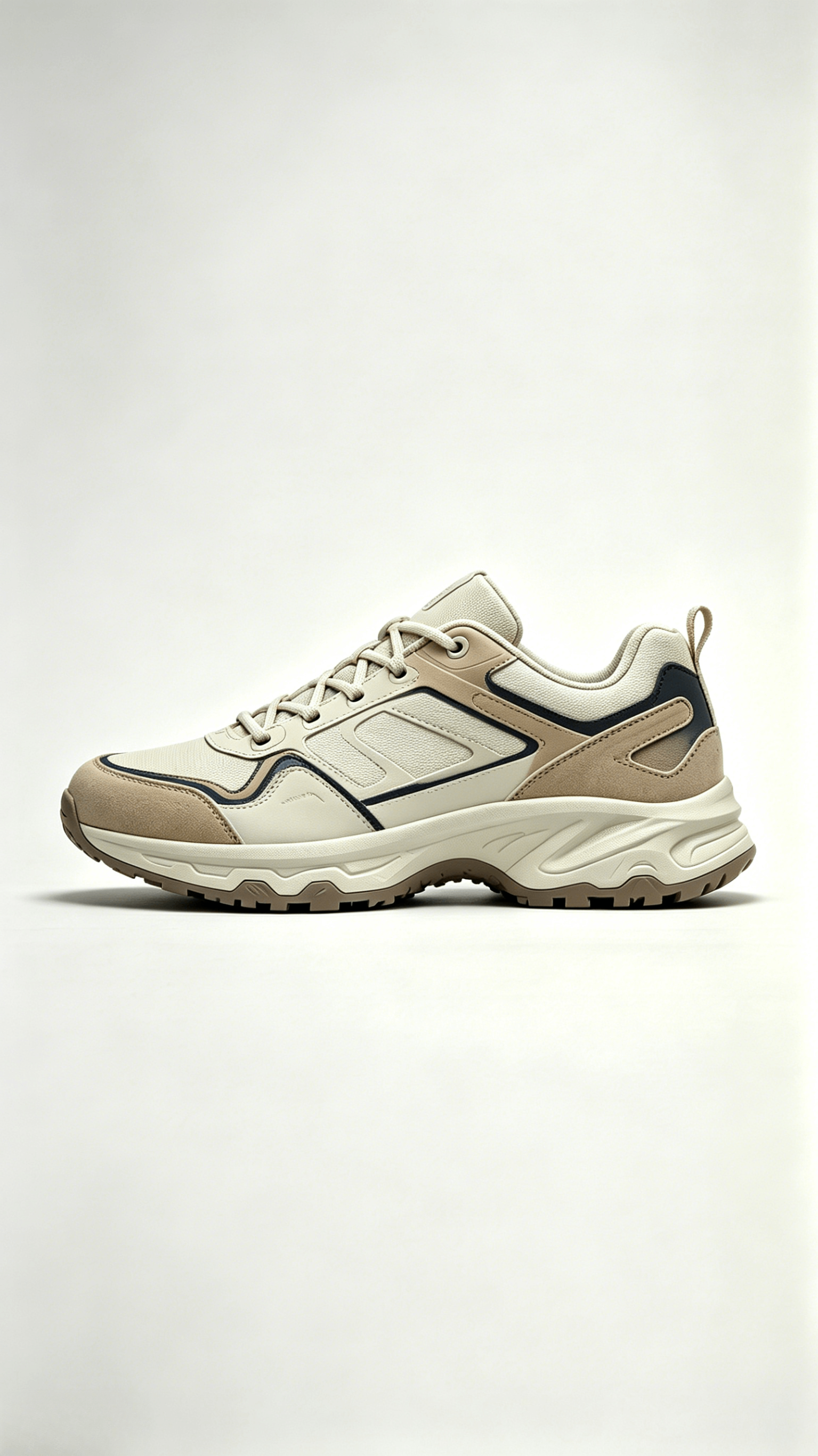 Beige Navy Tan Hiking Sneakers - Image 2
