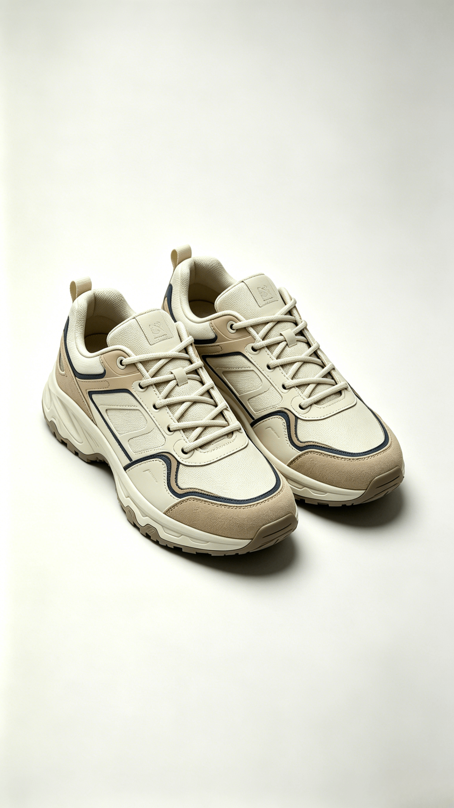 Beige Navy Tan Hiking Sneakers - Image 4