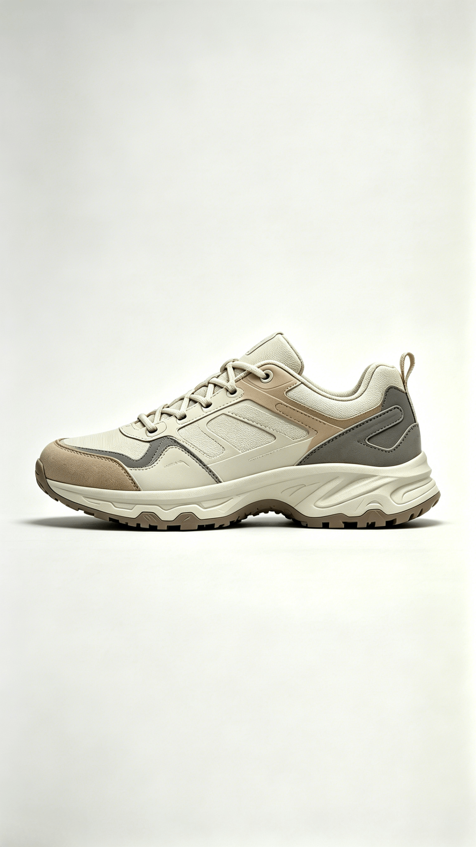 Beige Grey Tan Hiking Sneakers - Image 2