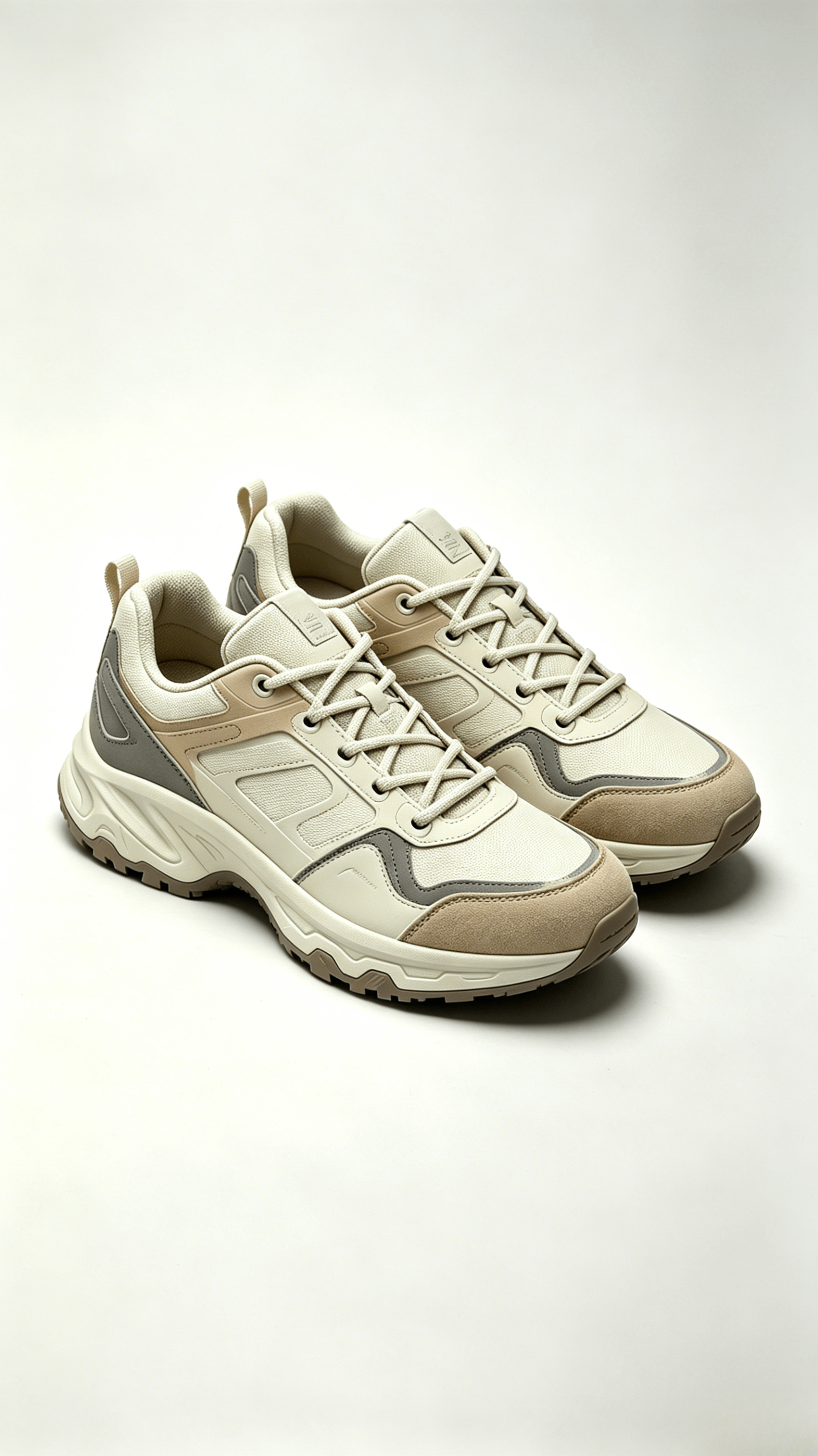 Beige Grey Tan Hiking Sneakers - Image 4