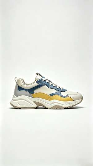 Beige Blue Yellow Chunky Sneakers