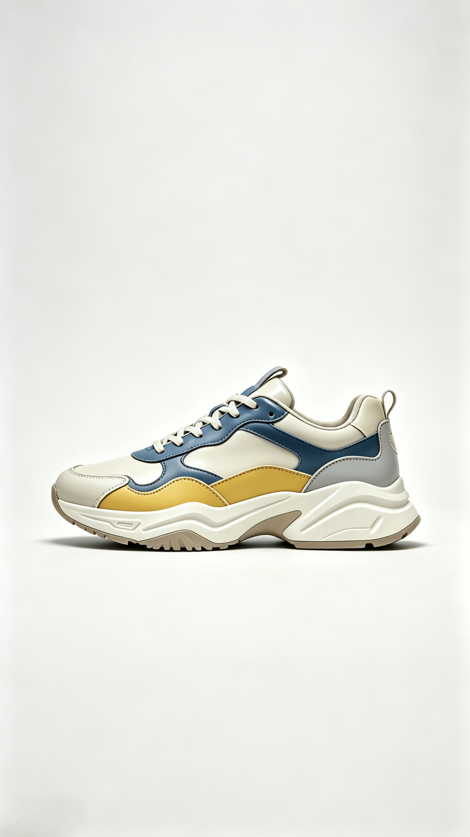 Beige Blue Yellow Chunky Sneakers - Image 2
