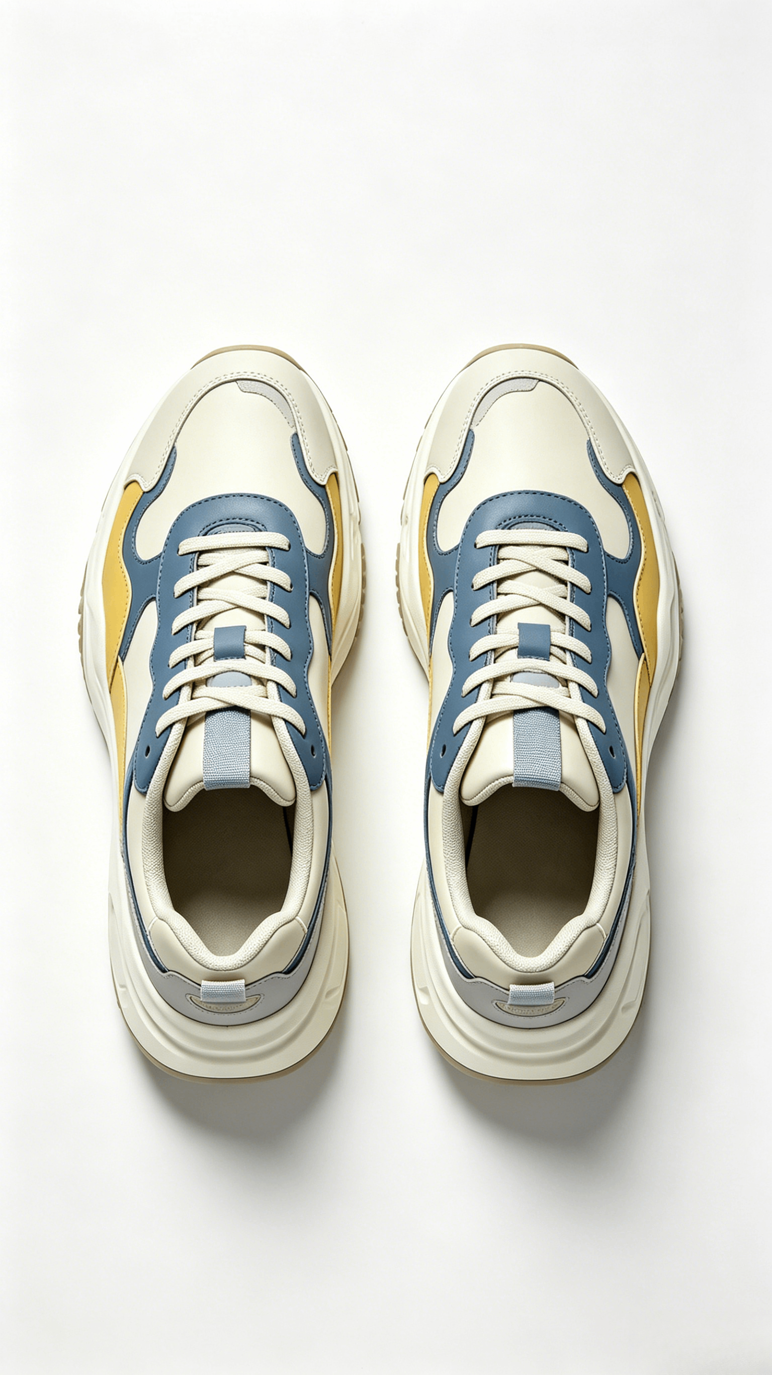 Beige Blue Yellow Chunky Sneakers - Image 3