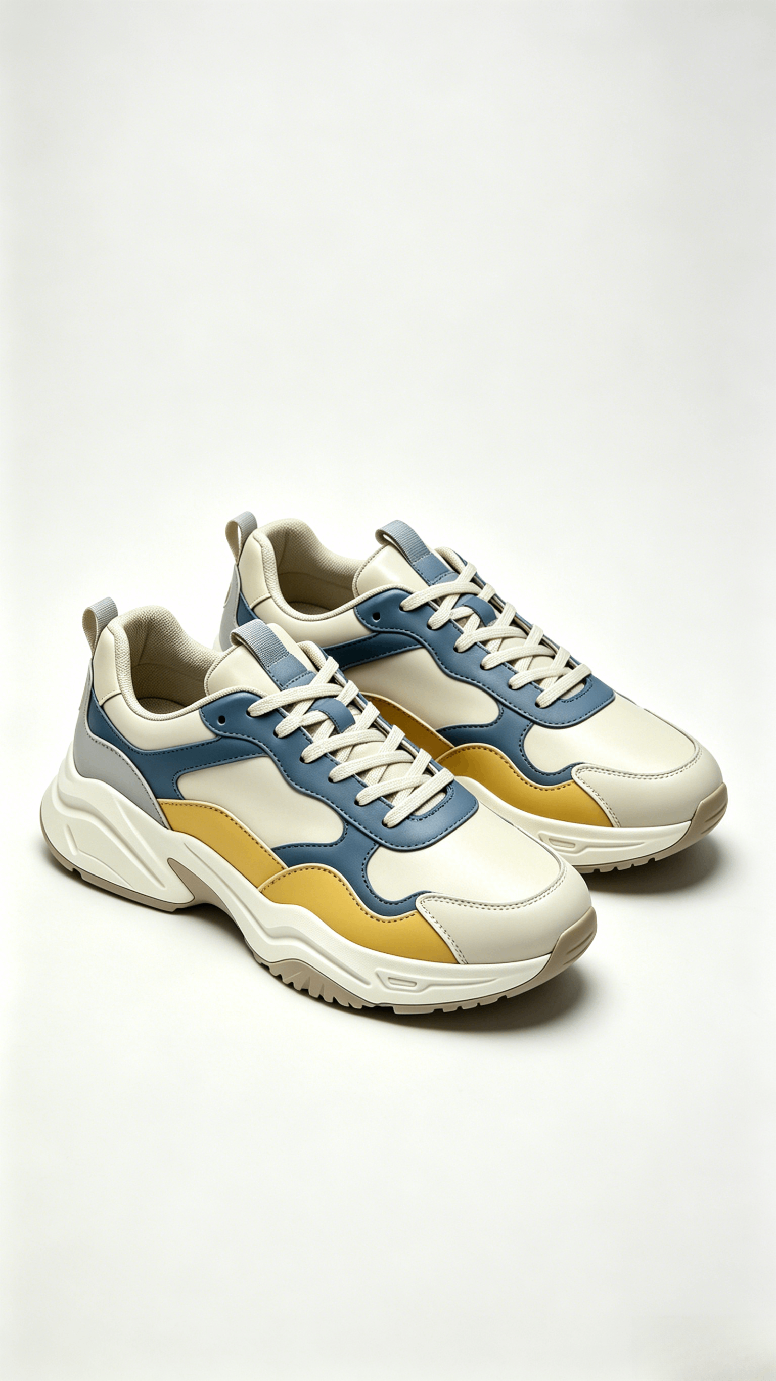 Beige Blue Yellow Chunky Sneakers - Image 4