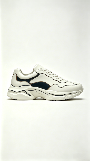 White Navy Accent Chunky Sneakers