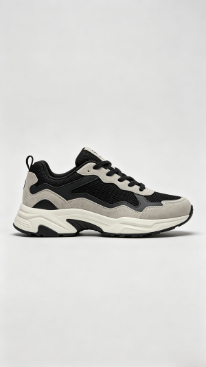 Black Beige Suede Chunky Sneakers