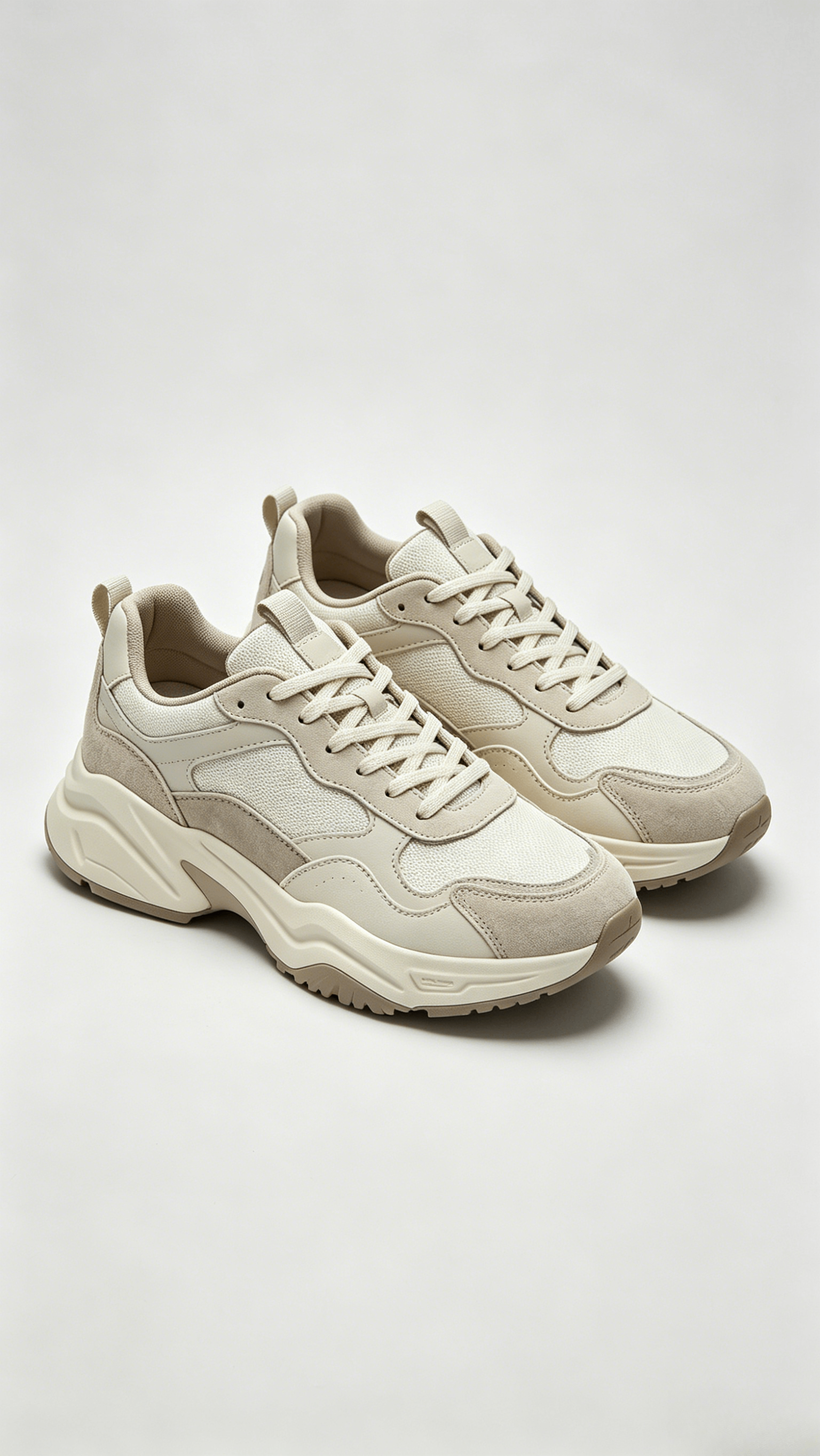 Beige Suede Chunky Sneakers - Image 4