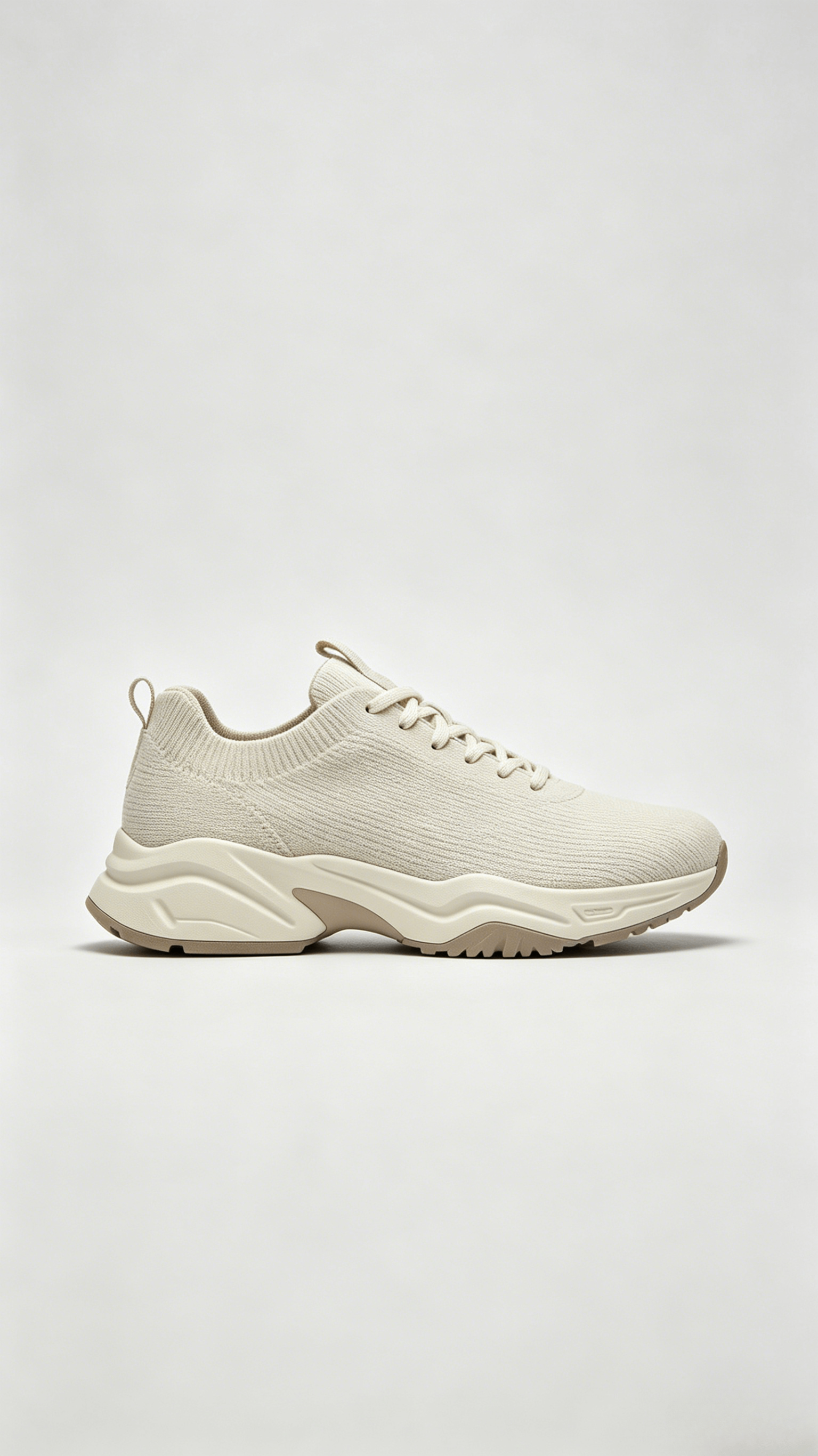 Beige Knit Chunky Sneakers
