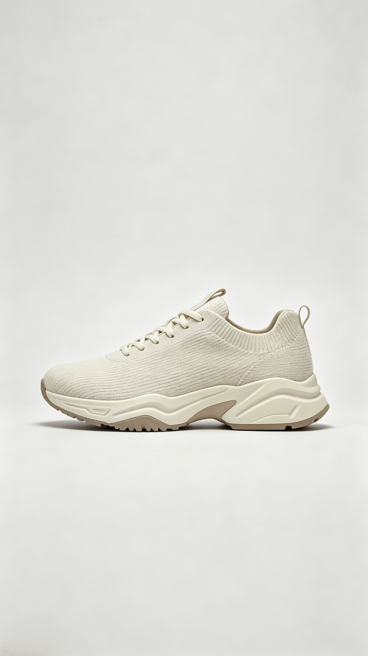Beige Knit Chunky Sneakers - Image 2