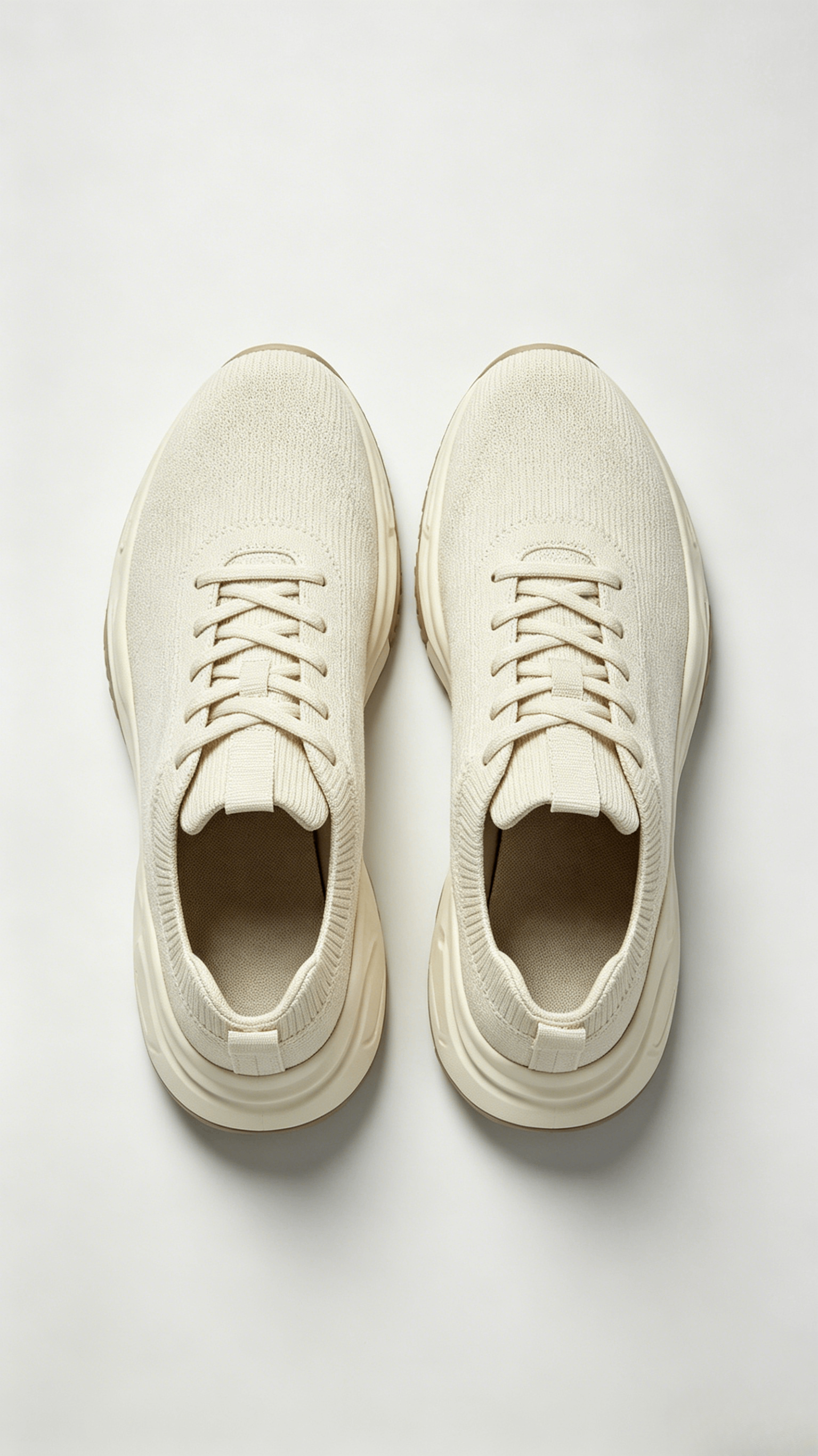Beige Knit Chunky Sneakers - Image 3