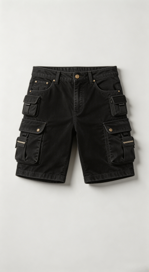 Multi-Pocket Denim Cargo Shorts