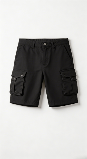 Black Nylon Cargo Shorts