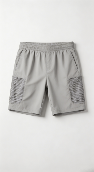 Grey Mesh Panel Casual Shorts