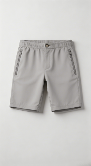 Grey Tech Fabric Zip Pocket Shorts