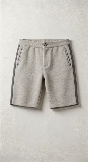 Heather Grey Knit Shorts with Side Stripes