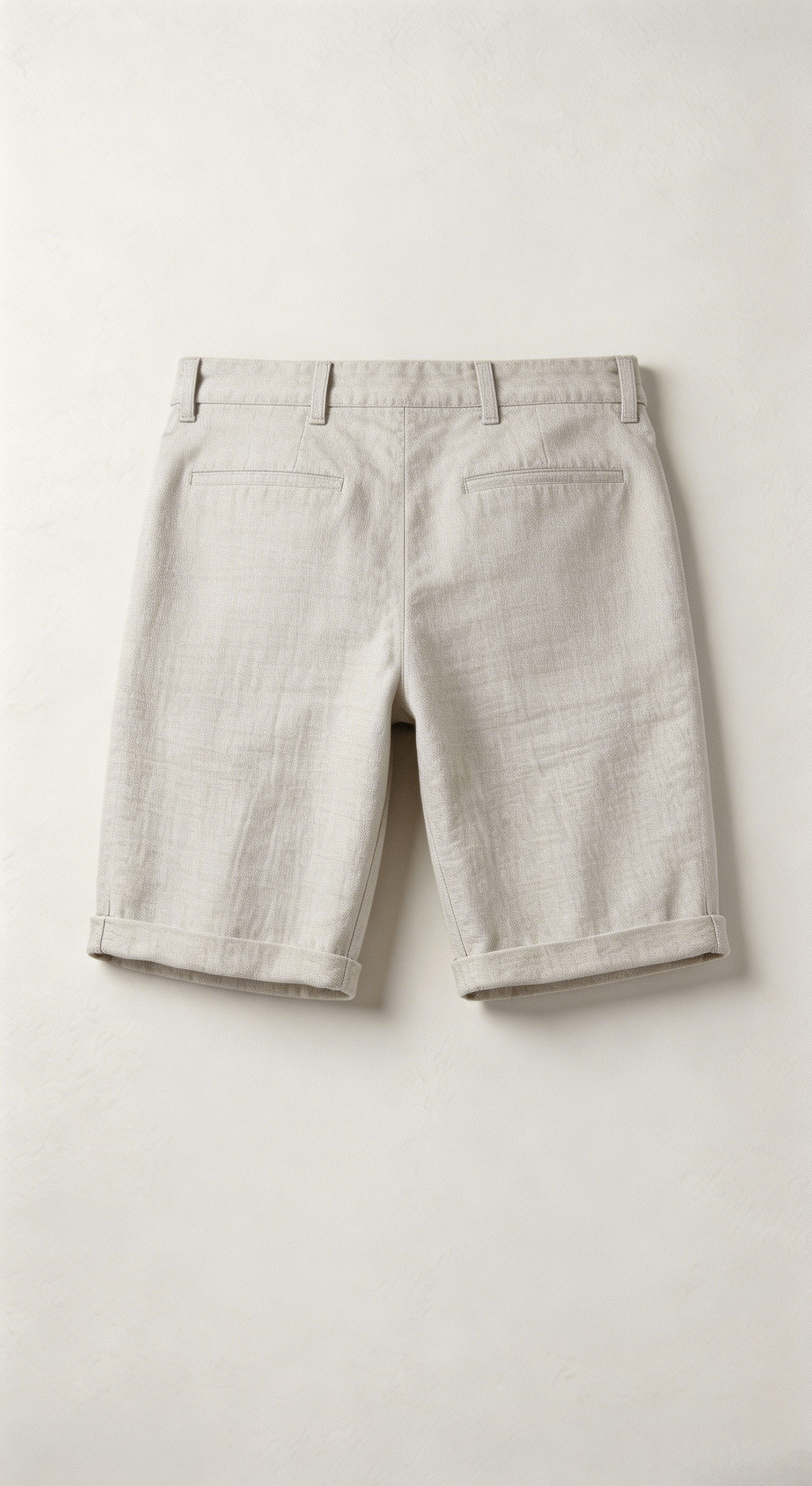 Light Beige Linen Blend Roll Hem Shorts - Image 2