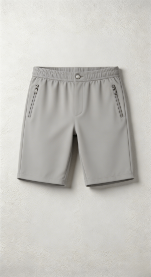 Grey Tech Fabric Zip Pocket Shorts