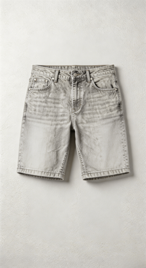 Washed Grey Denim Shorts