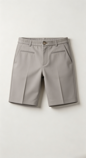 Grey Tech Fabric Elastic Waist Shorts