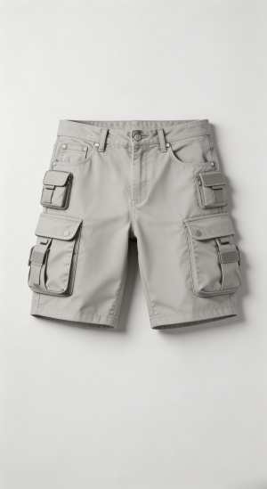 Grey Multi-Pocket Cargo Shorts