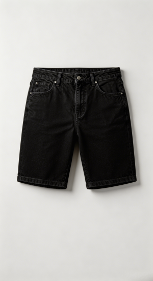 Classic Black Denim Shorts