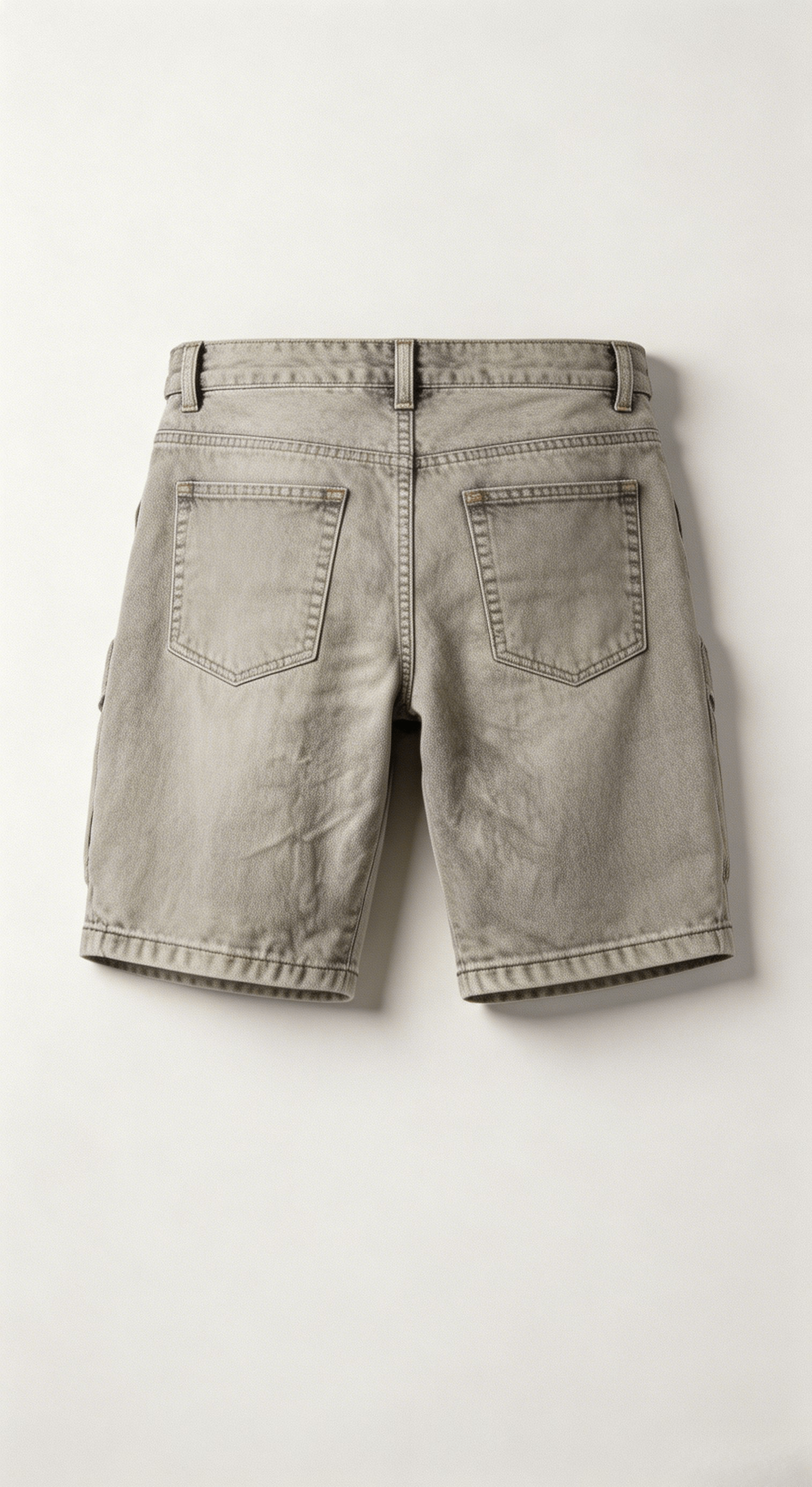 Tactical Grey Denim Cargo Shorts with Belt - Image 2