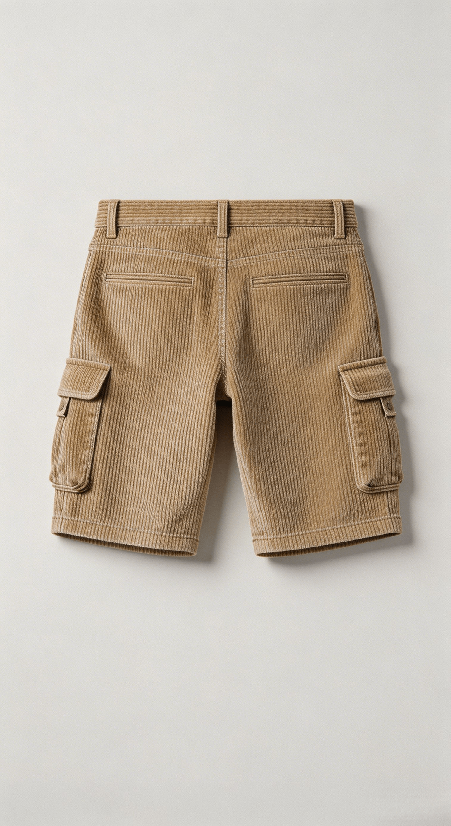 Beige Corduroy Cargo Shorts - Image 2