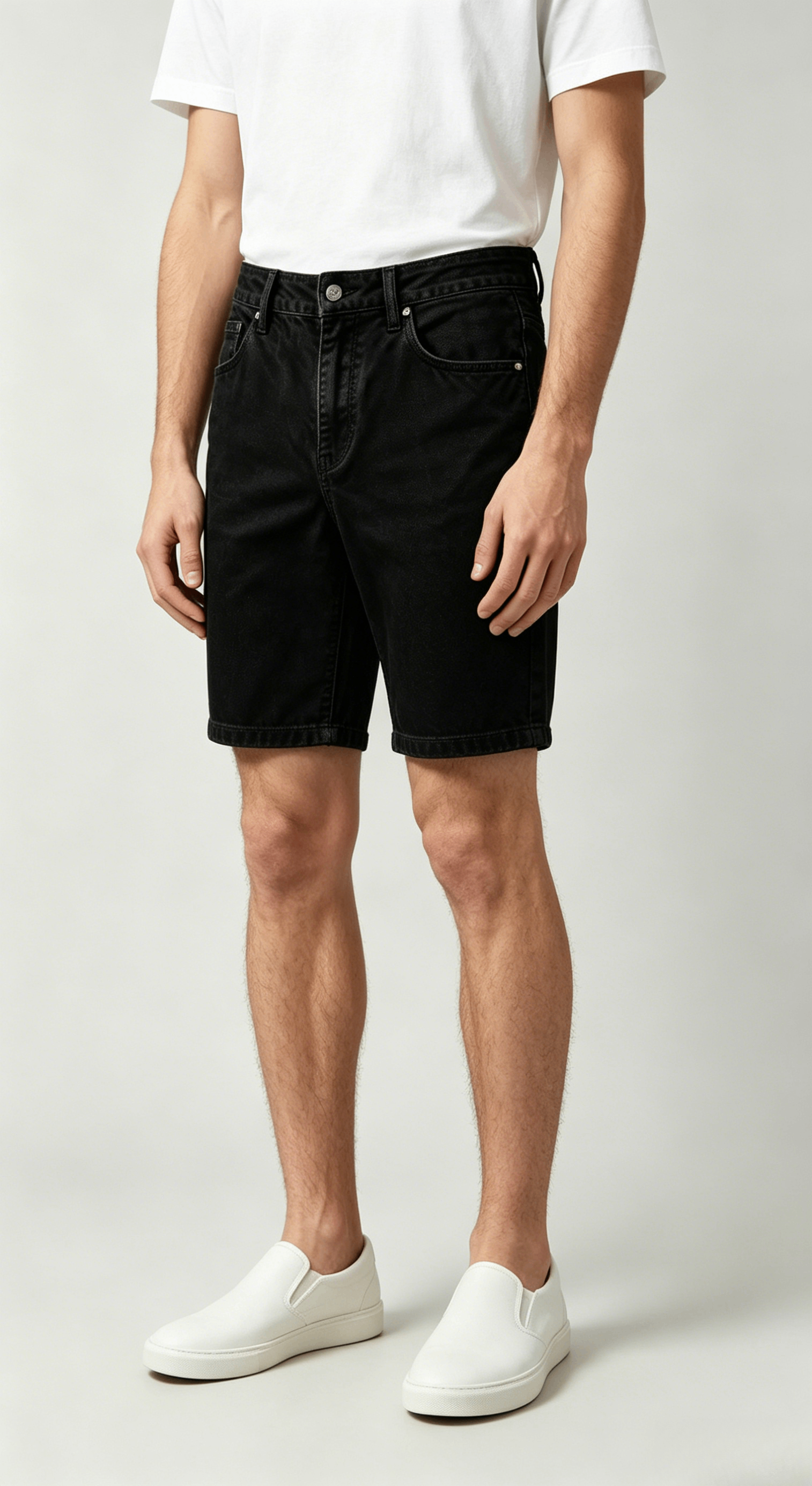 Classic Black Denim Shorts - Image 4