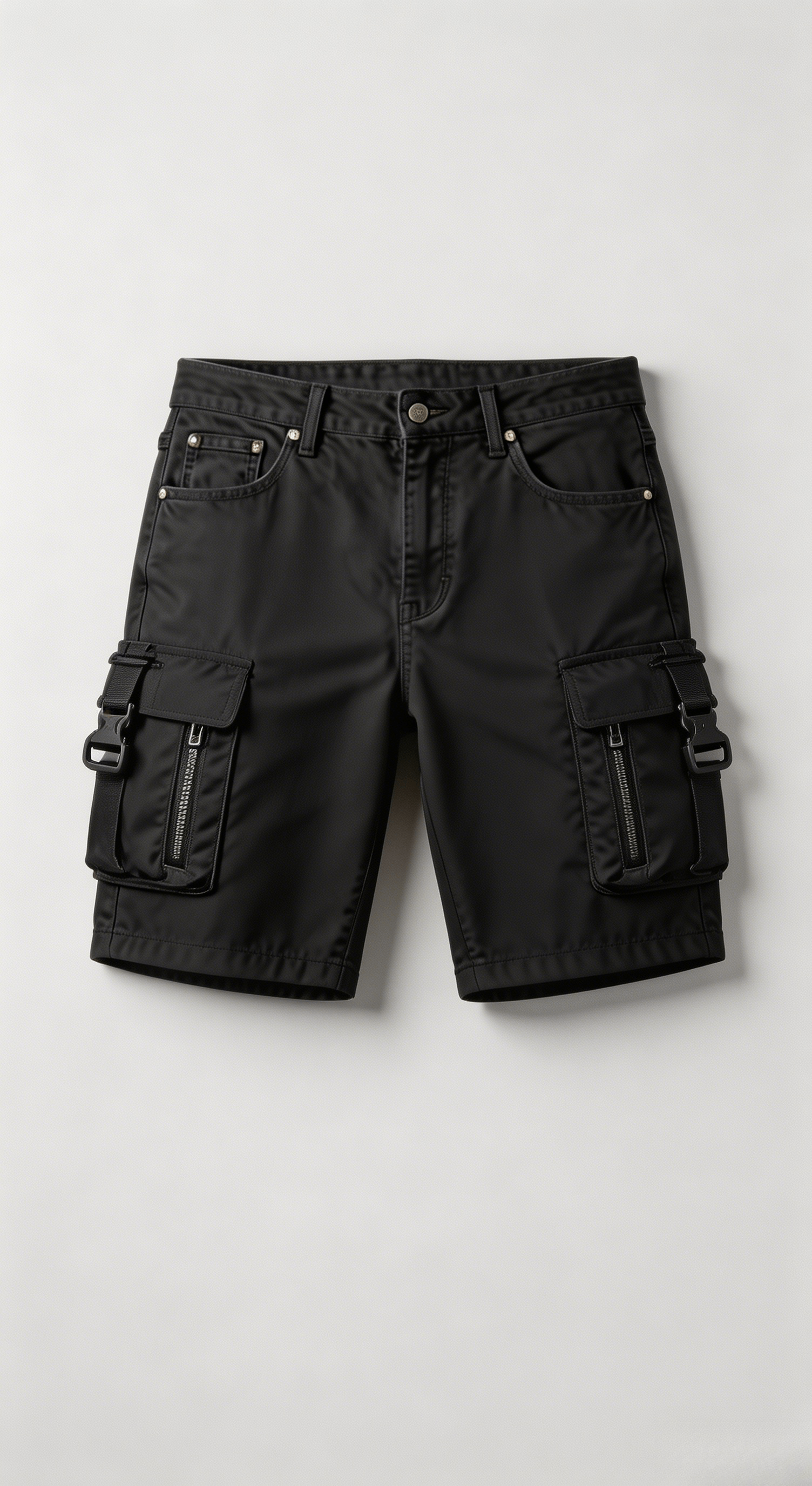 Buckle Detail Nylon Cargo Shorts