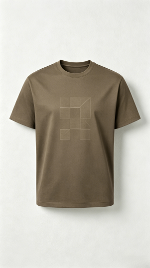Brown Geometric Print T-Shirt