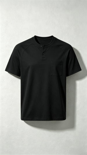 Black Henley Pocket T-Shirt