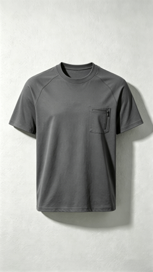 Grey Zip Pocket Crew Neck T-Shirt