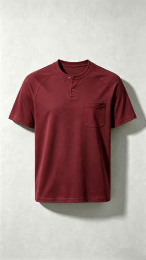 Red Henley Pocket T-Shirt