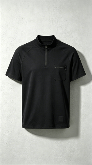 Black Half-Zip Pocket T-Shirt