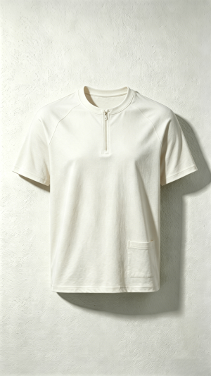 Cream Half-Zip Pocket T-Shirt