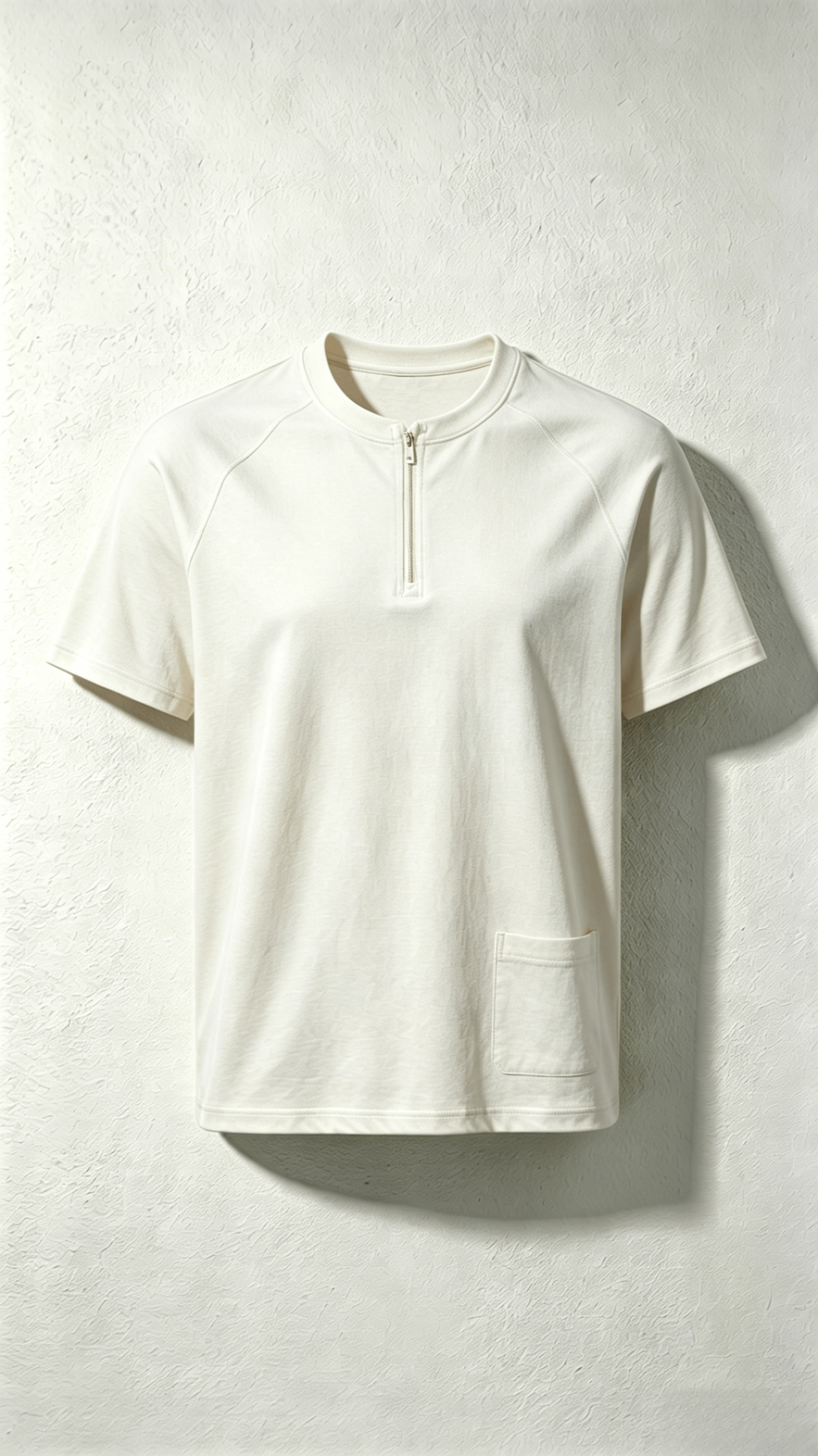 Cream Half-Zip Pocket T-Shirt