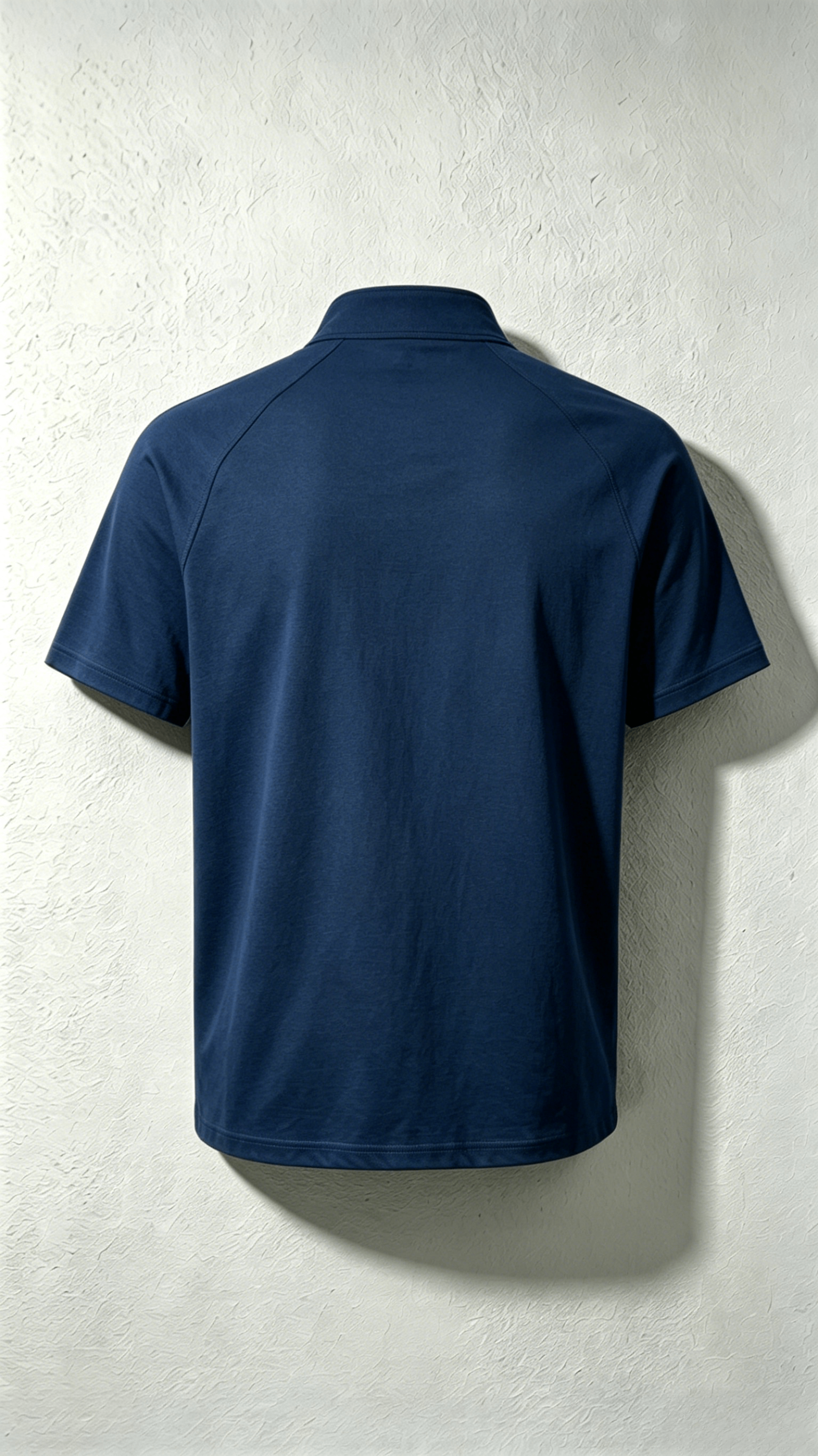 Navy Stand Collar Henley T-Shirt - Image 2