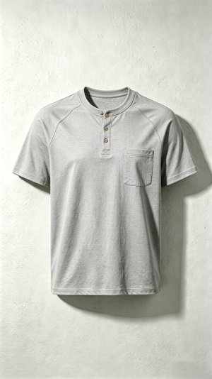Heather Grey Four-Button Henley T-Shirt